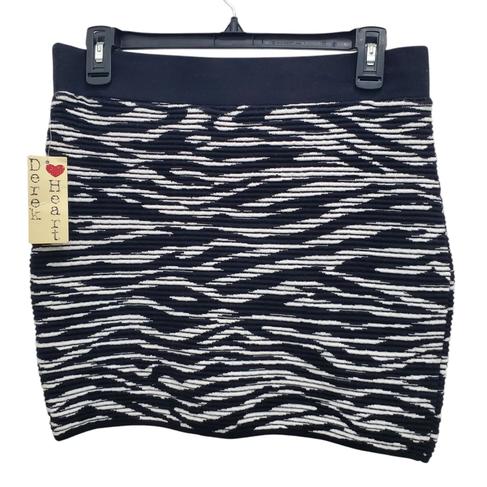 Minifalda ceñida al cuerpo a rayas cebra blanca negra Derek Heart Junior nueva con etiquetas L Foto 1 de 4