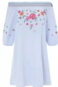 Monsoon Accessorize Alexa Off Shoulder Dress Embroidered Size M Medium Bnwt - Picture 1 of 6