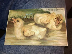 Frohe Ostern mit zwei Enten im Wasser - Bild 1 von 2