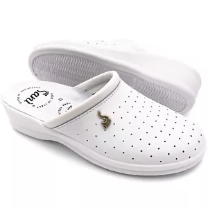 PANTOFOLE CIABATTE SANITARIE DONNA IN SIMIL PELLE SCARPE INFERMIERI ANTISCIVOLO - Foto 1 di 6