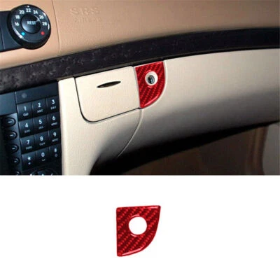 For Mercedes-Benz E-Class W211 Red Carbon Fiber Glove Box Handle Hole Cover Trim - Image 1 of 4