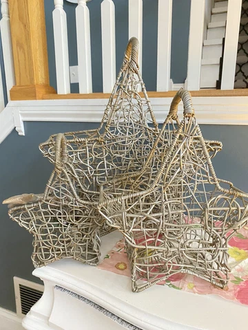 star nesting baskets set Of 3 Wooden Holiday Decor Tallest 18 Inches Cover