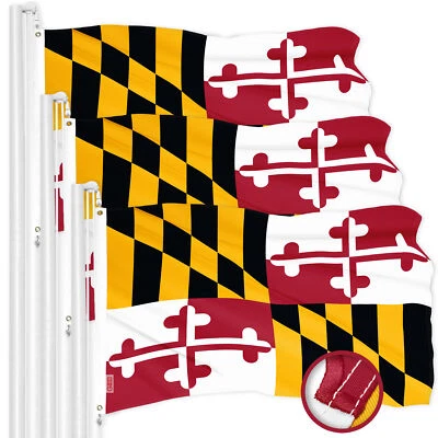 NEW G128 Maryland Flag 3-Pack 2x3 FT, State Embroidered 300D Polyester - Image 1 of 4