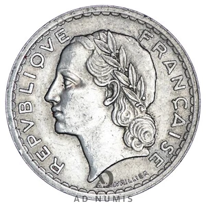 France 5 Francs 1946 C Lavrillier aluminium TTB+/SUP pièce de monnaie française - Imagen 1 de 2