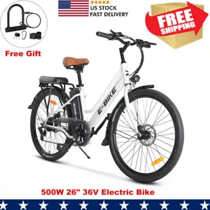 2024 E-Bike 26" Electric Bike 500W 36V Motor City Bicycle Commuter For Adults US - Picture 1 of 13