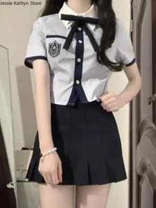 Japanese Student Uniform Summer Sweet Uniform Set Shirt and Pleated Skirt Set - Picture 1 of 16