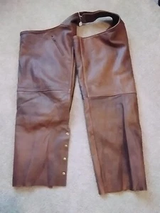 Allstate Leather Motorcycle Horseriding Brown Chaps 3 XL New - Picture 1 of 8