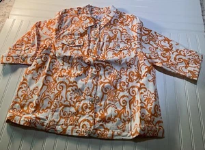D & Co Denim And Company White and Orange Stretch Denim Jacket Size 3X - Picture 1 of 7
