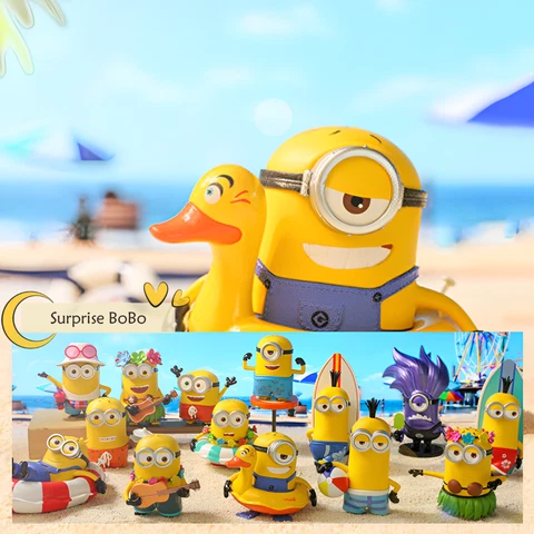 POP MART Minions Holiday Series Summer Beach Confirmed Blind Box Figure New Toy Cover