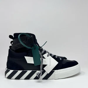 Sneakers alte da uomo Off-White vulcanizzate in pelle taglia 40 EU/7 US nero bianco - Foto 1 di 8