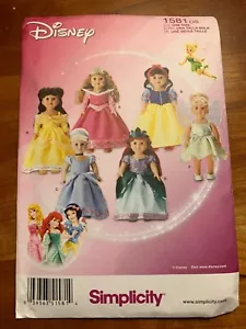 Disney Princess Doll Costume Sewing Pattern Simplicity 1581 Tinkerbell Snow Whit - Picture 1 of 4