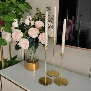 3pcs Taper Candle Holders Candlesticks Single Tall Candles Stick Romantic Dining - Picture 1 of 12