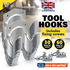 30Pcs tool hooks and screws set | Garden Shed Wall Mounted Storage Bike Rack - Picture 1 of 14