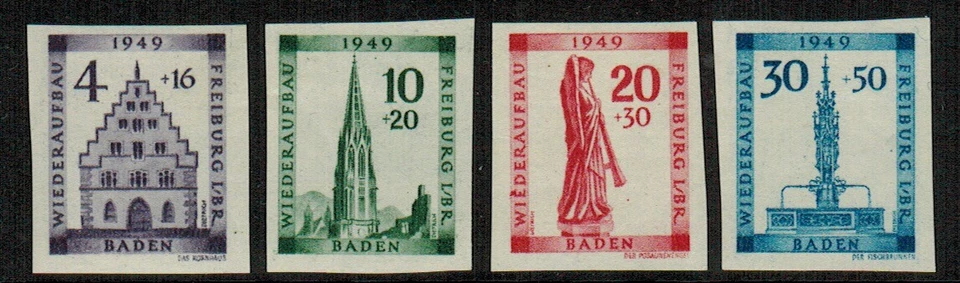 Germany #5NB9 b, '49 Freiburg Reconstruction set Imperf. (ex S/S)  mint LH VF - Image 1 of 1