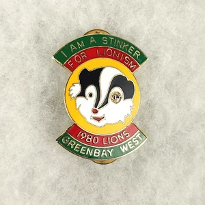 Vintage 1980 West Green Bay Wisconsin Lions Club Metall Emaille Anstecknadel - Bild 1 von 3