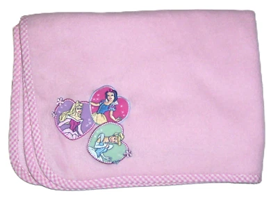Disney Pink 3 Princess Baby Blanket Briar Rose Cinderella Snow White FLEECE - Image 1 of 2