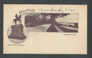 Ca 1899 Keokuk Ia Mississippi River & Gen Curtis Monument UDB unbespielt - Bild 1 von 1