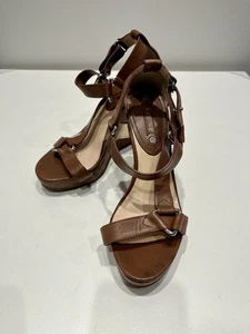 Celine Damen braun Leder Plateau Keilabsatz Größe 35,5 / US 5 - Bild 1 von 8