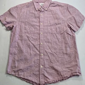 Sonoma Button Down Shirt Mens Sz Medium Cotton/linen Pink Short Sleeve  - Picture 1 of 10