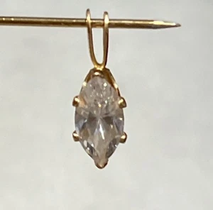 14k yellow Gold Pendant with Solitaire Clear Stone - Picture 1 of 11