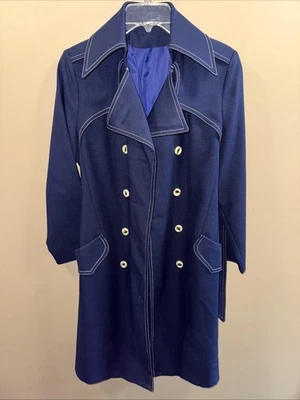 Gabardina pequeña vintage de poliéster para mujer, blanco marino Sears años 60’s Foto 1 de 4
