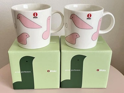 Iittala Oiva Mina Perhonen Bird Pink Mug 2-piece set with box New Unused - Image 1 of 4
