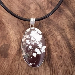Collana in pelle argento sterling 925 turchese cavallo selvatico nativi americani - Foto 1 di 12