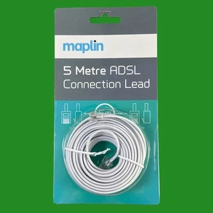 5m Maplin ADSL 4 Broche Internet Câble Blindé RJ11 Téléphone Fax Routeur - Photo 1/4