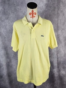 VTG Lacoste Streetwear Polo Shirt Mens 5 Small Yellow Short Sleeve Cotton FLAW - Picture 1 of 10