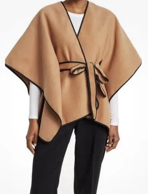 Vince Camuto надежном плащ пальто один размер верблюд пончо с черной отделкой новый с ярлыками - Изображение 1 из 4