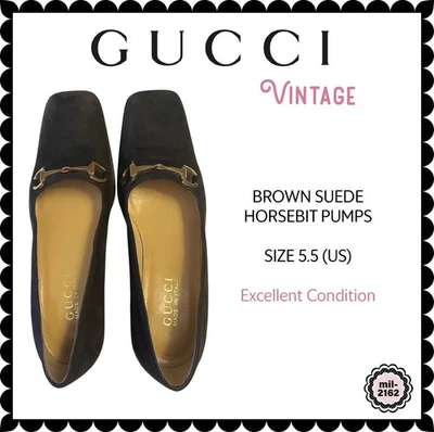 GUCCI VINTAGE HORSEBIT BROWN SUEDE PUMPS SIZE USA SIZE 5.5 M - EXCELLENT COND!! - Image 1 of 4