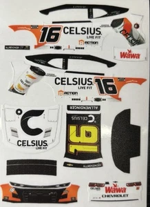 Custom 2025 A.J. Allmendinger #16 Celsius 1/64 Scale NASCAR Peel & Stick Decals - Picture 1 of 1