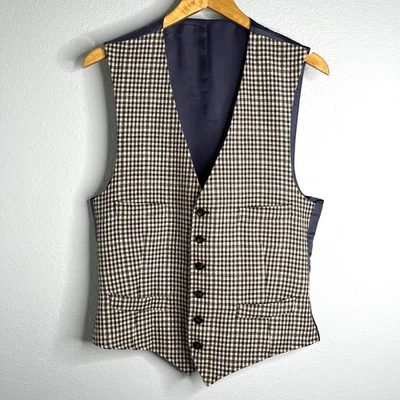 Traje Chaleco Hombre 40 Cuadros Lana Cachemira Foto 1 de 4