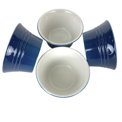 Mason Cash Ramekins Souffles Natillas Azul Blanco Hecho en Portugal Juego De 4 Foto 1 de 4