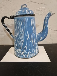 Blie Swirl Graniteware Coffee Pot - Picture 1 of 11