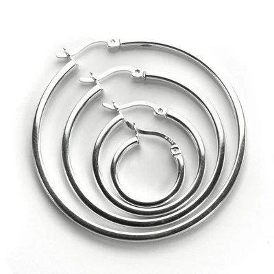 JEWELLERYBOX Boucles d'Oreilles Créoles Fil Carré en Argent 925/1000 - 1,2 à 4cm