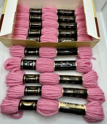 DMC Laine Colbert Yarn Pink Tapestry Wool Needlepoint Pullskein Lot Of 10 In Box - Image 1 of 4