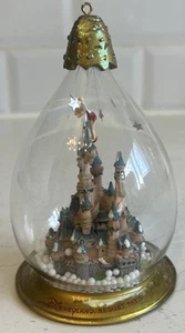 Disneyland Paris Sleeping Beauty Castle Tinkerbell Glass Dome Ornament - Picture 1 of 11