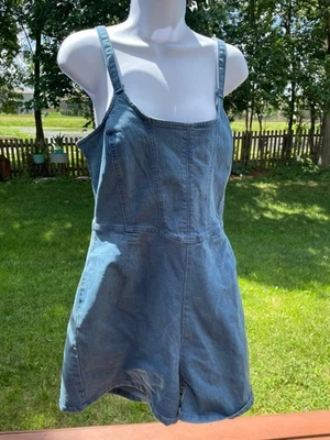 Vestido mameluco de mezclilla Derek Heart XL para mujer sin mangas cierre de cremallera Y2K Foto 1 de 4