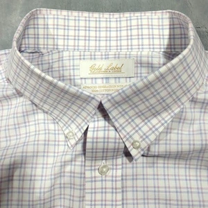Roundtree & Yorke Gold Label Shirt Mens 18.5-35 Tall Graph Check Non Iron Poplin - Picture 1 of 6