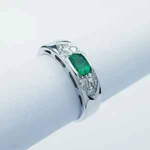 Anello in Oro 18kt con Smeraldo e Diamanti Certificati - Modello (Birg) - Foto 1 di 6