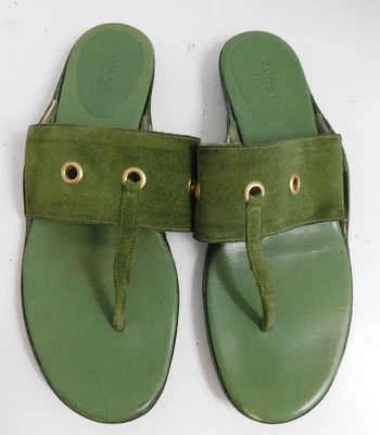 Sandalias Gucci de gamuza y cuero con ojales de latón talla 8 B Foto 1 de 4