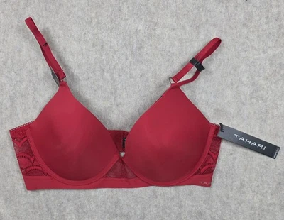 Sujetador Tahari corte láser suavizante push up encaje talla 36C chile pimienta Foto 1 de 4