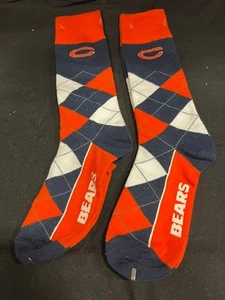 Chicago Bears Argyle Crew One Size Fits Most Socks 2 Pairs - Picture 1 of 2