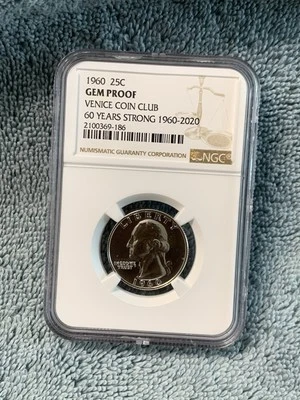 1960 Washington Quarter Gem Proof Venice Coin Club Sample NGC 60 Years 2020 - Image 1 of 2