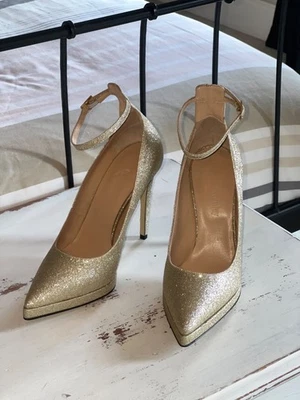 Russell & Brombley Pinpoint Gold Glitter Heels Size - UK 5 - EU 38 - Image 1 of 4