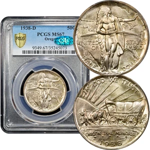 1938-D Oregon Commemorative Half Dollar 50c PCGS MS67 CAC - Picture 1 of 5