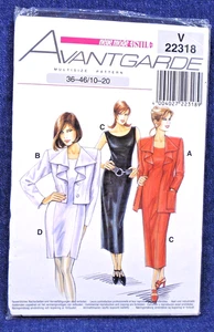 Neue Mode Avant-garde V22318 Slim Dress Drape Front Jacket 10-20 Germany Uncut - Picture 1 of 2