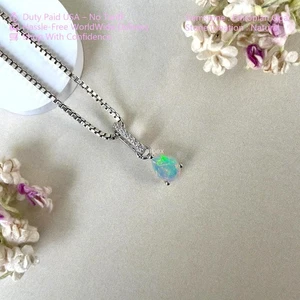 Natural Faceted Ethiopian Opal 925 Sterling Silver Pendants Jewelry Gift For Her - Picture 1 of 6