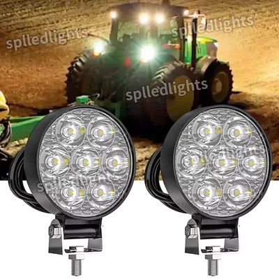 2 Piezas Luces de Trabajo LED REDONDAS 48W Faro LED de haz alto para tractor John Deere Foto 1 de 4